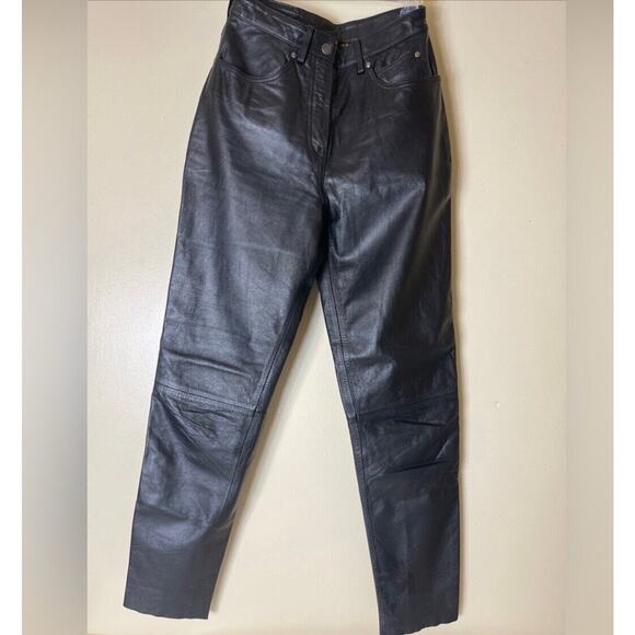 Harley Davidson Leather Motorcycle Riding Pants Black Women's Reg fit Size 34/6 - Picture 1 of 10